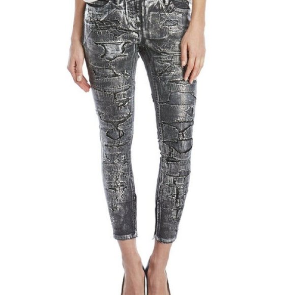 Faith Connexion Repaired Metallic Jeans- Size 26 - Picture 1 of 10